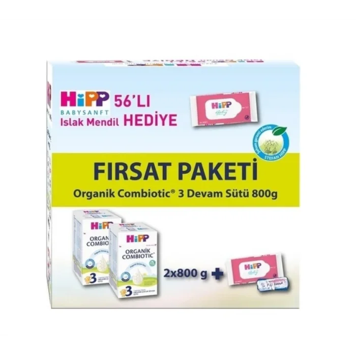 3 Organik Combiotic Bebek Sütü 800 Gr X2 Islak Mendil Hediyeli