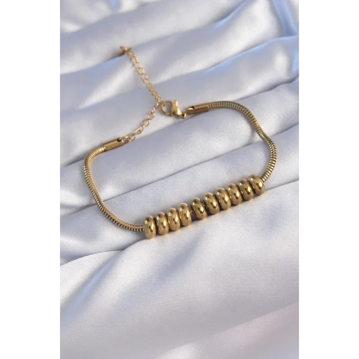 316L Çelik Gold Renk Oval Figürlü Bileklik