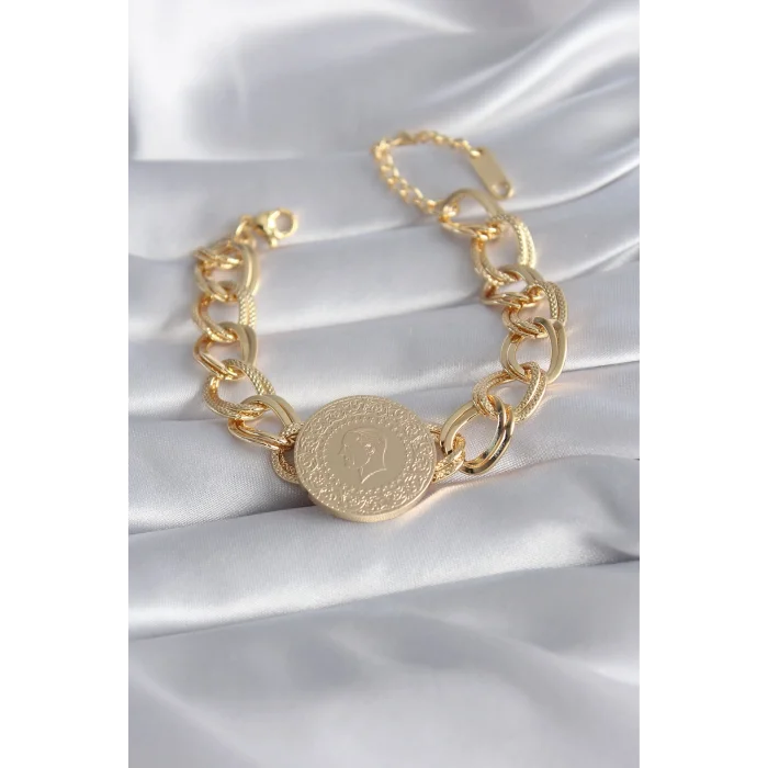 316L Çelik Gold Renk Tam Altın Model Samanyolu Kadın Bileklik