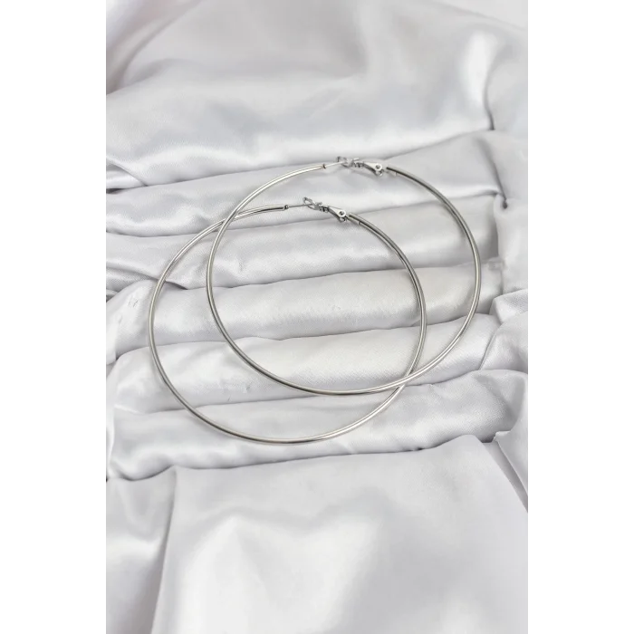 316L Çelik Gümüş Renk 75 mm Halka Küpe