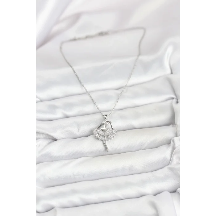 316L Çelik Gümüş Renk Balerin Model Kadın Kolye