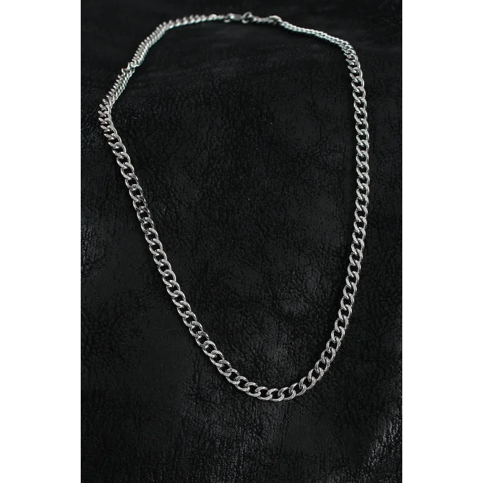 316L Çelik Klasik Zincir Model Gümüş Renk Erkek Kolye