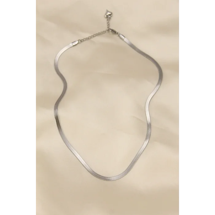 316L Çelik Silver Renk 45 cm İtalyan Zincir Model Kadın Kolye