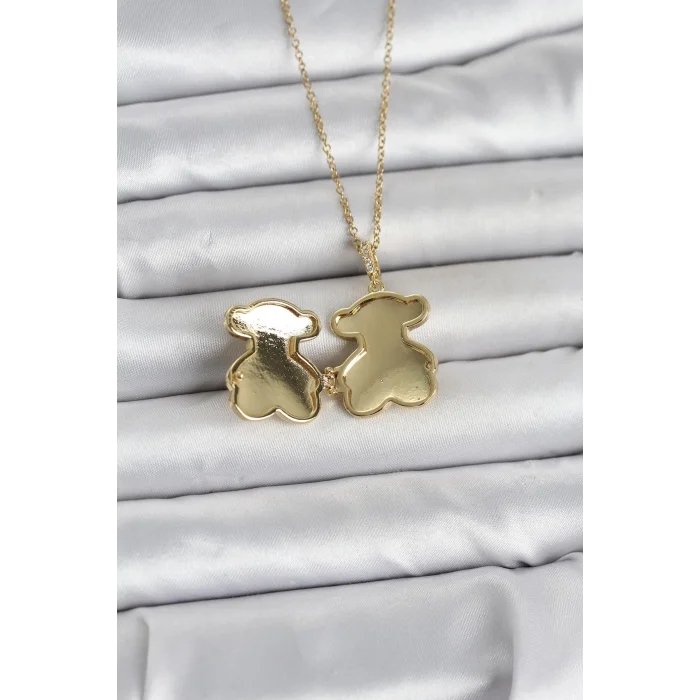 316L Çelik Zincir Gold Renk Ayıcık Model Açılabilir Kadın Kolye