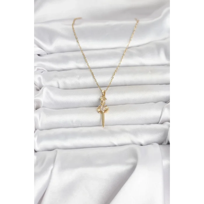 316L Çelik Zincir Gold Renk Kılıç Model Kadın Kolye