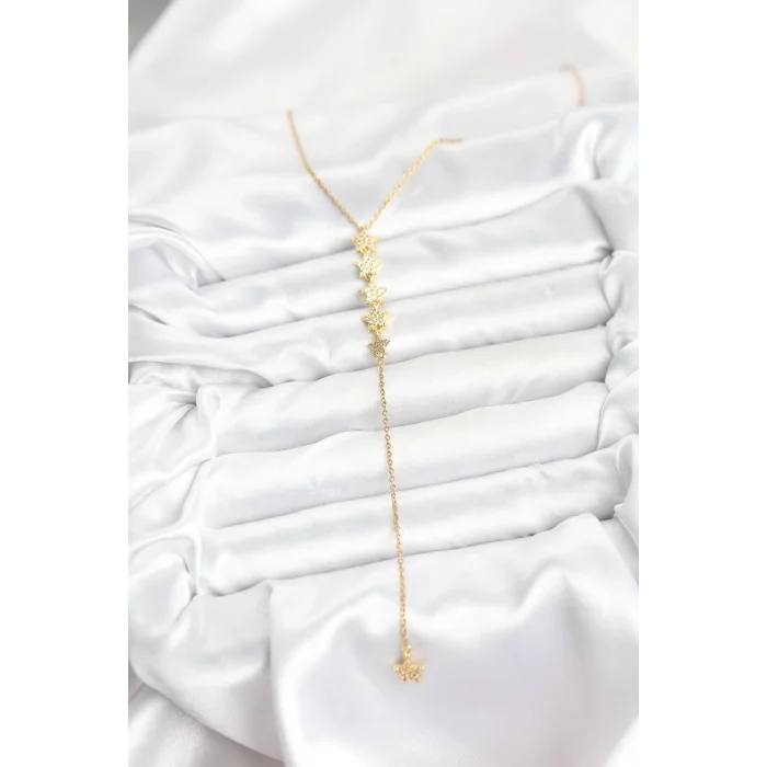 316L Çelik Zincir Gold Renk Yıldız Model Y Kolye