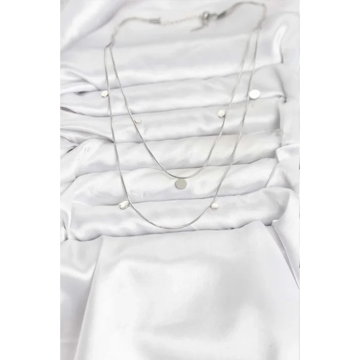 316L Çelik Zincir Gümüş Renk Pullu Kadın Kolye