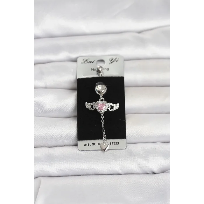 316L Cerrahi Çelik Kanatlı Kalp Model Göbek Piercing