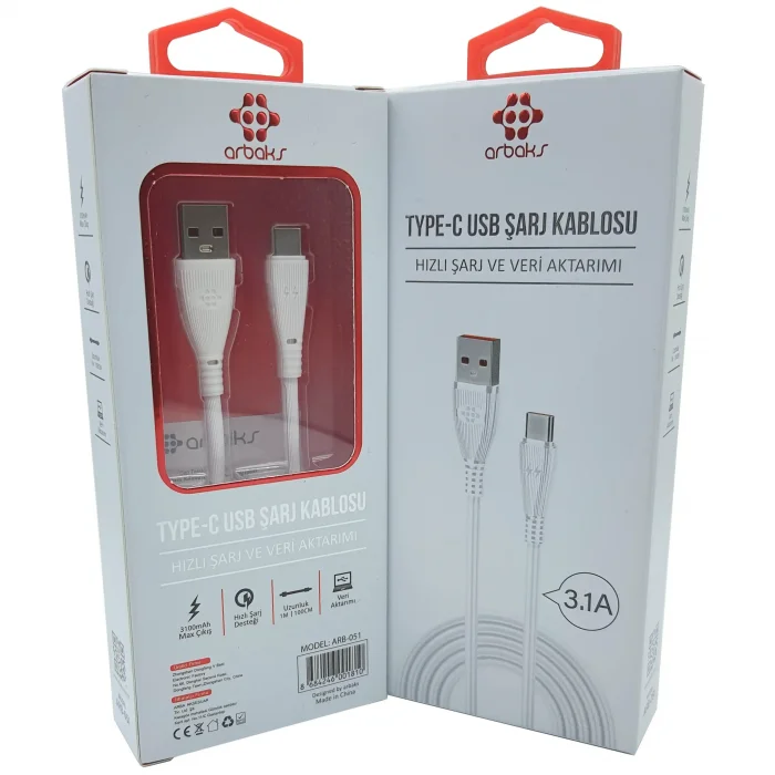 3.1A TYPE-C Şarj Kablosu Arbaks ARB-51