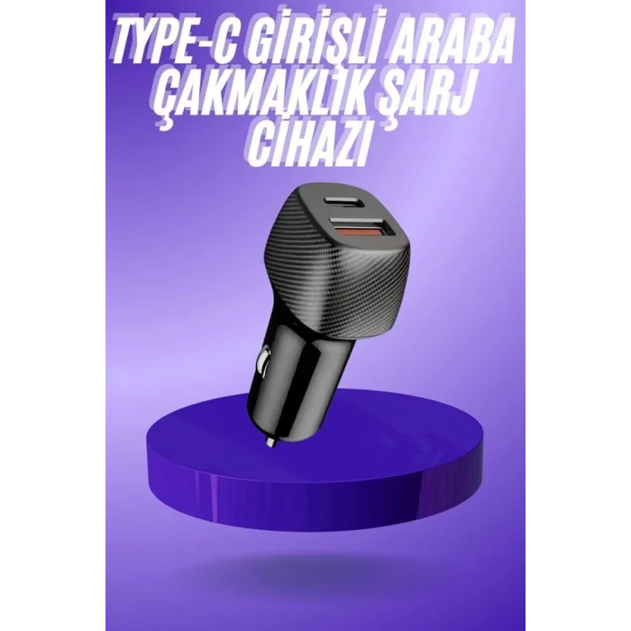 38W USB Type-C Girişli Oto Çakmaklık Araç İçi Hızlı Şarj Çakmaklık Şarj Aleti