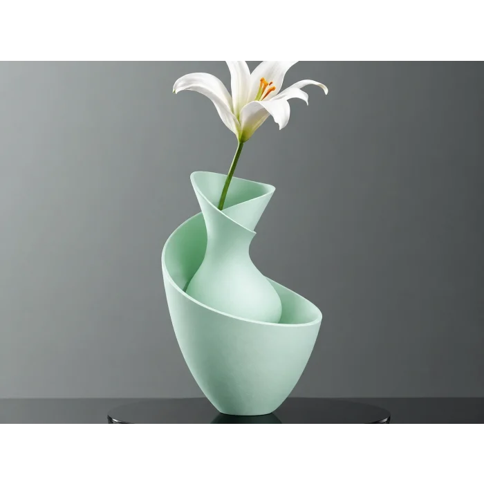 3D Baskı Bold Vazo - Akışkan Formlu Dekoratif Vazo-Mint