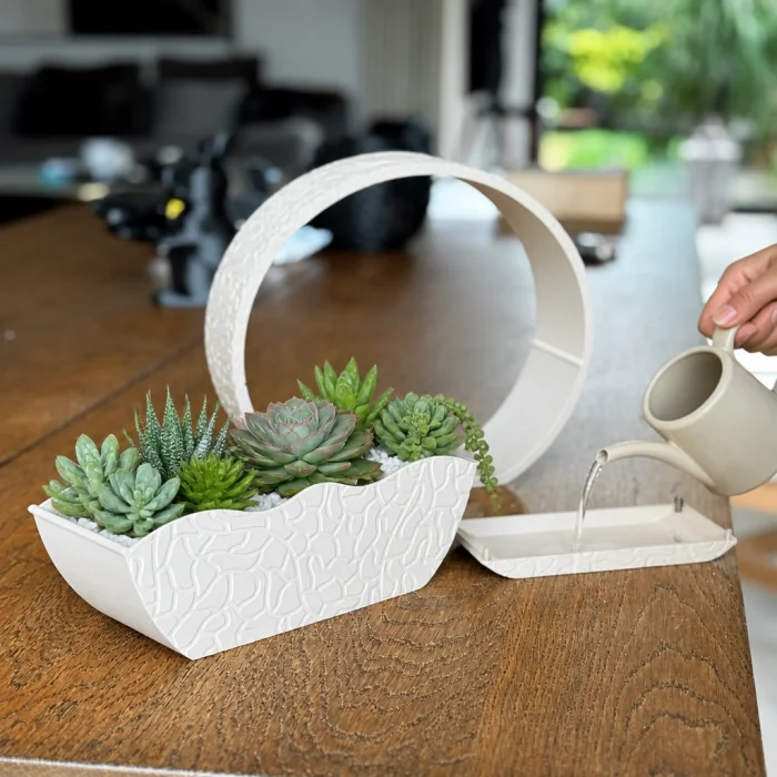 3D Baskı Self-Watering Planter - Kendi Kendini Sulayan Saksı-Beyaz