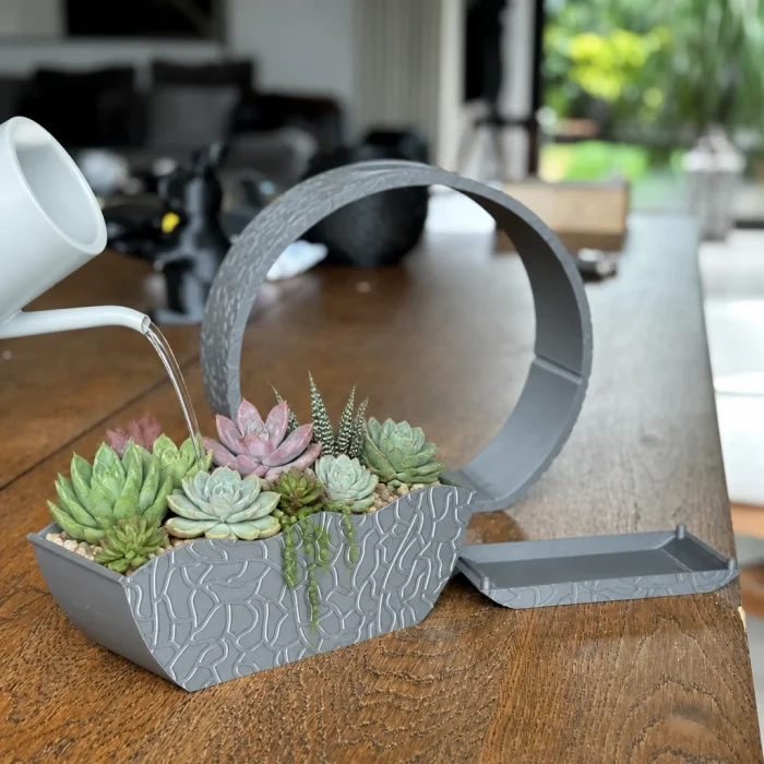 3D Baskı Self-Watering Planter - Kendi Kendini Sulayan Saksı-Gri