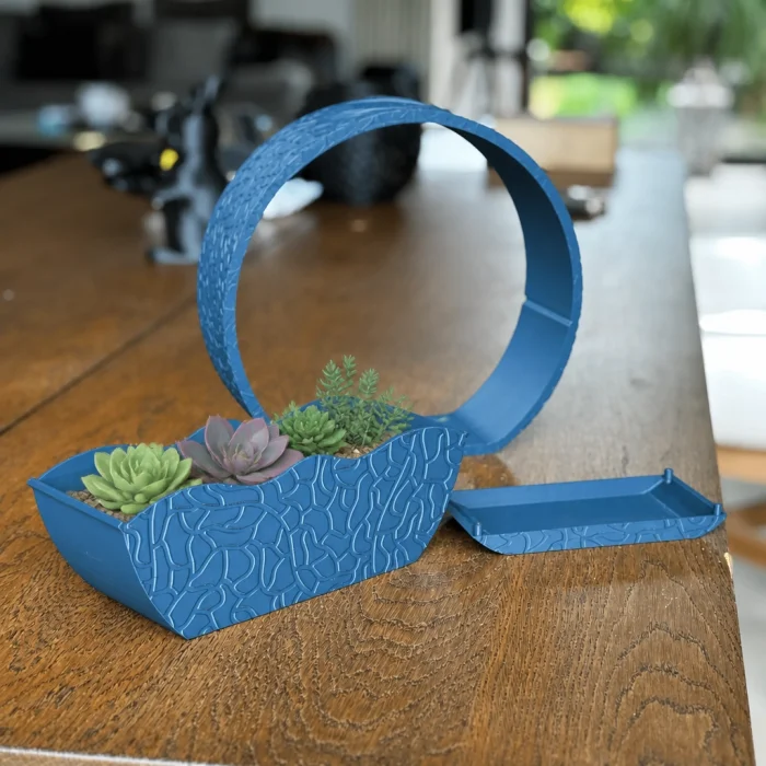 3D Baskı Self-Watering Planter - Kendi Kendini Sulayan Saksı-Mavi
