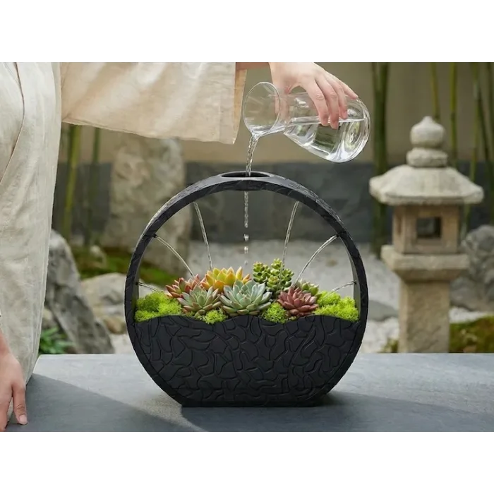 3D Baskı Self-Watering Planter - Kendi Kendini Sulayan Saksı-Siyah