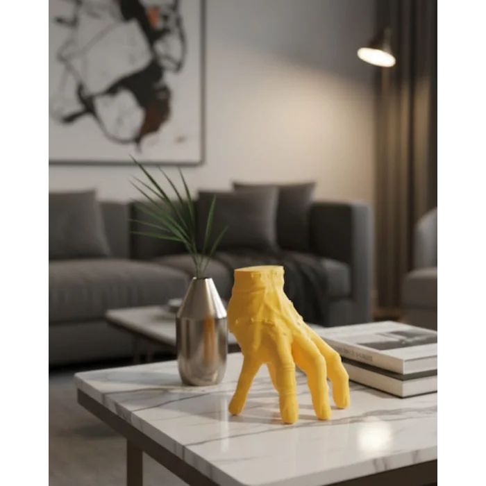 3D Dekoratif Sarı El Obje 17x16 cm Şık ve Dikkat Çekici Tasarım