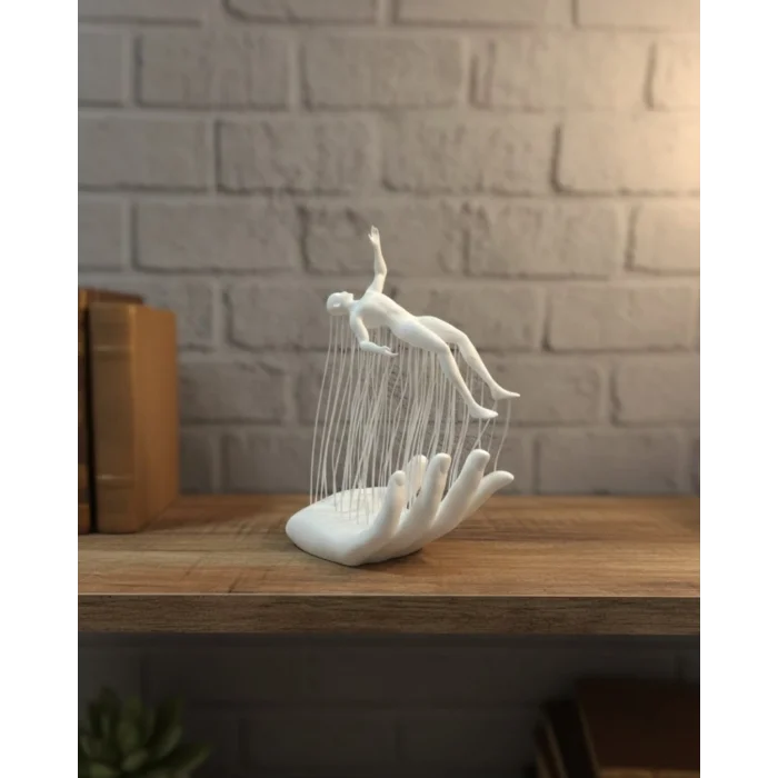 3D El Formlu İnsan Figürü Beyaz Modern Ev ve Ofis Dekoru