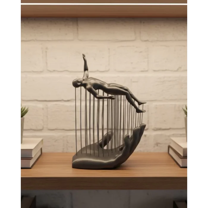 3D El Formlu İnsan Figürü Gri Soyut Tasarım Dekoratif Biblo