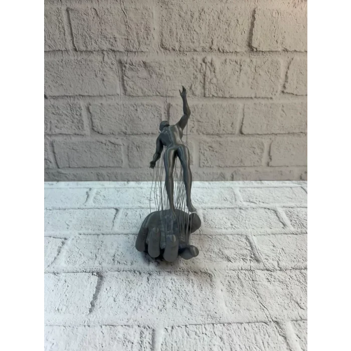 3D El Formlu İnsan Figürü Gri Soyut Tasarım Dekoratif Biblo