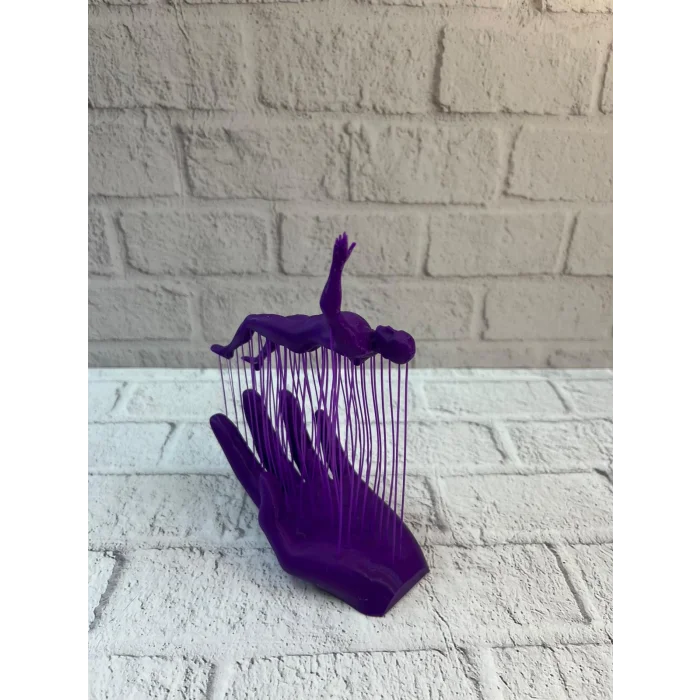 3D El Formlu İnsan Figürü Mor Özgün Sanat Biblosu 12x18 cm