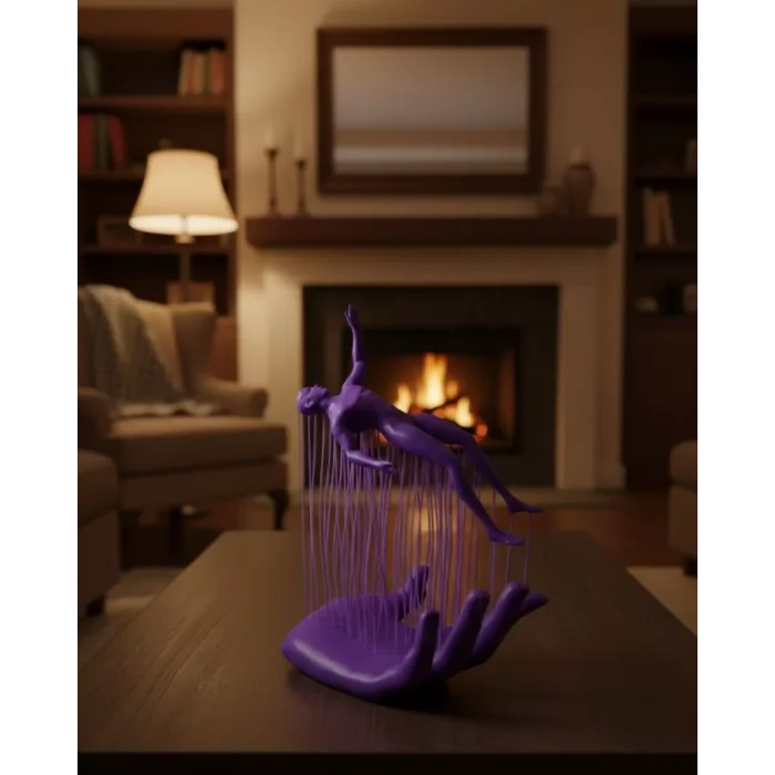 3D El İnsan Figürü Mor Modern Sanatsal Dekoratif Biblo 12x18 cm