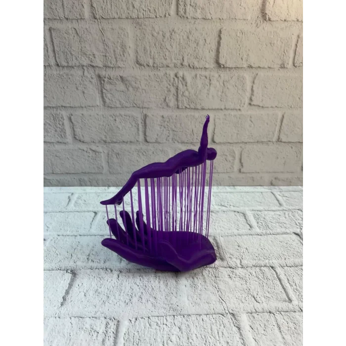 3D El İnsan Figürü Mor Modern Sanatsal Dekoratif Biblo 12x18 cm