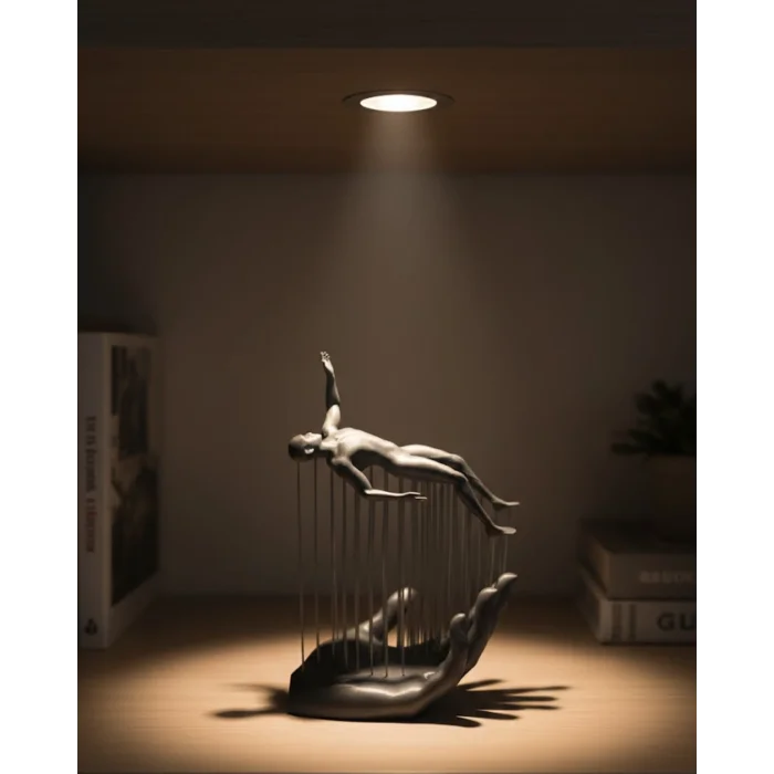 3D El Üzerinde İnsan Figürü Gri Minimal Masa Üstü Dekor