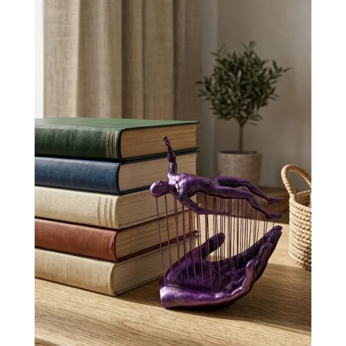 3D Mor İnsan Figürü Dekoratif Duvar ve Masa Üstü Sanat Objesi