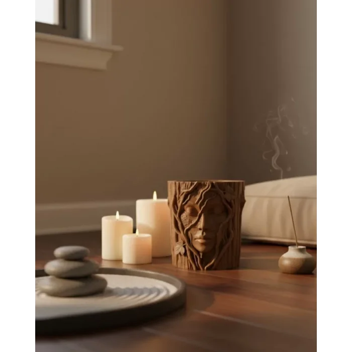 3D Yüz Figürlü Doğa Konseptli Dekoratif Saksı Şık Vazo Tasarımı