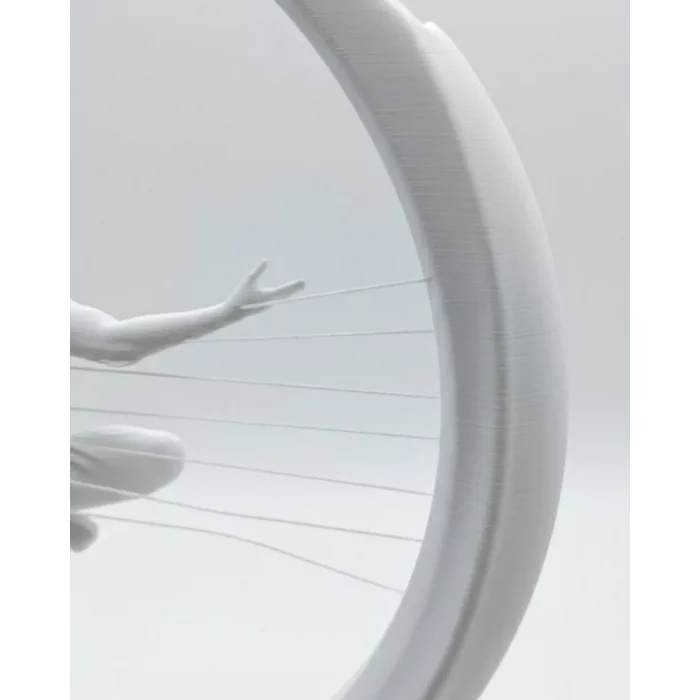 3D Zen Heykeli Beyaz Ay İçinde Meditasyon Figürü Dekoratif Obje