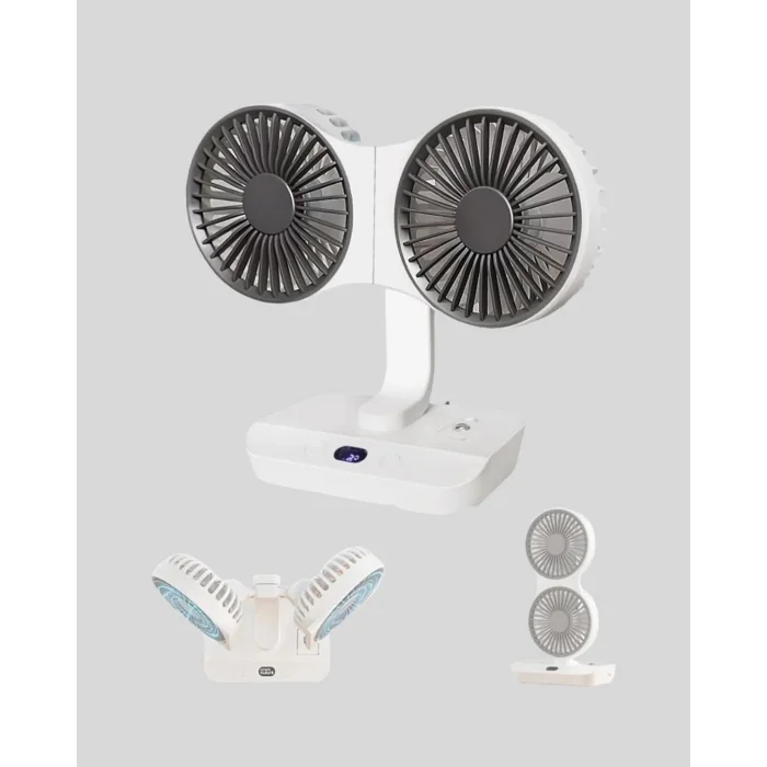 4 Kademeli Hız Ayarlı USB Şarjlı Çift Taraflı Masaüstü Vantilatör