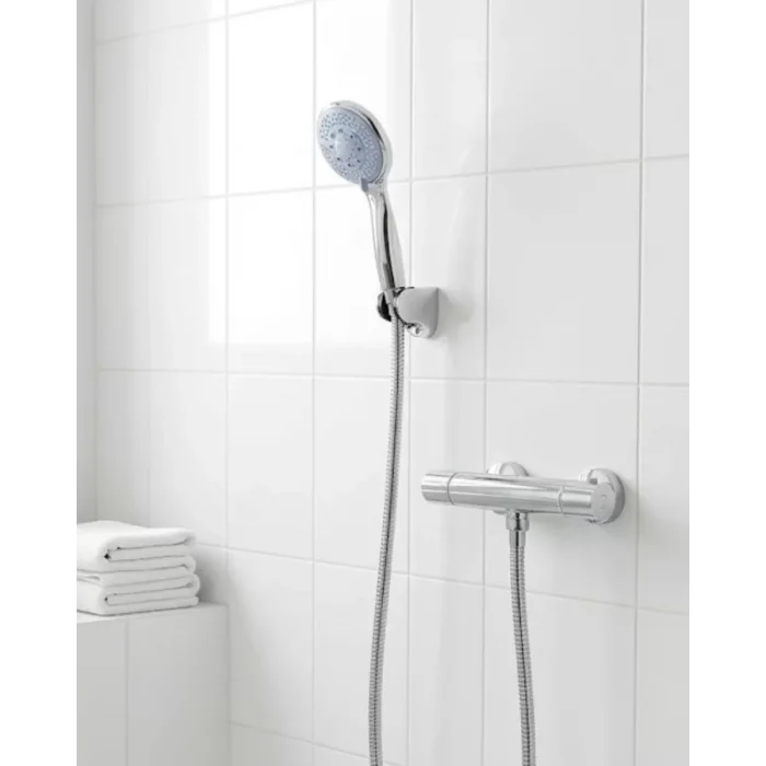 4 Kademeli Mavi Duş Seti El Duşu Başlığı Spiral Hortum ve Duvar Askısı