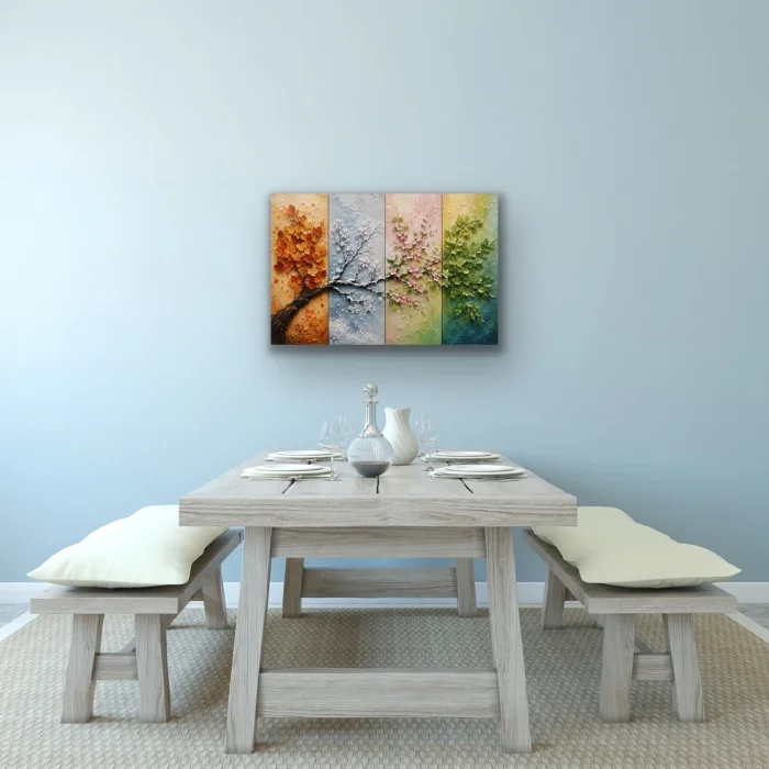 4 Mevsim Ağaç Kanvas Tablo 60X90 CM