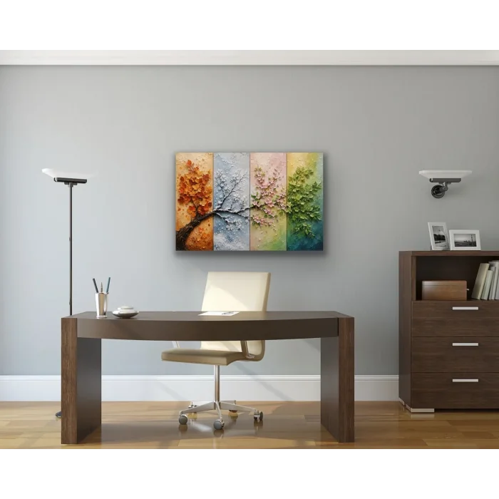 4 Mevsim Ağaç Kanvas Tablo 60X90 CM