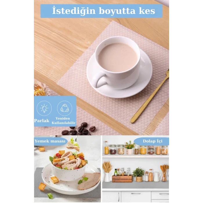 45cmX3metre Kalın Çekmece ve Dolap içi Raf Örtüsü Kaydırmaz Eva Raf Organizer