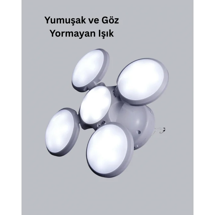 5 Kanatlı Solar Kamp Lambası – USB Şarjlı, Taşınabilir, IP65 Su Geçirmez Bahçe Lambası
