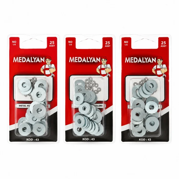 500 Adet 1/4 Metal Pul 12x25pcs Bx40
