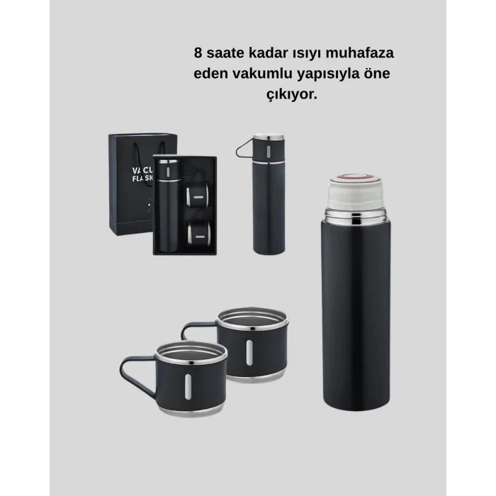 500 ml Paslanmaz Çelik Termos Seti – Sızdırmaz, Vakumlu, Isı Koruma Özellikli, Taşınabilir Termos