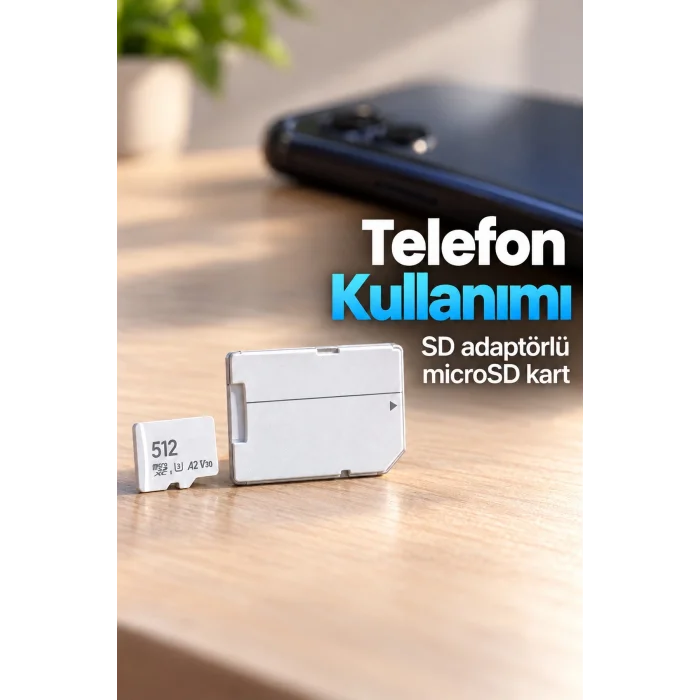 512 GB Bellek Kartı MicroSD ve SD Adaptör