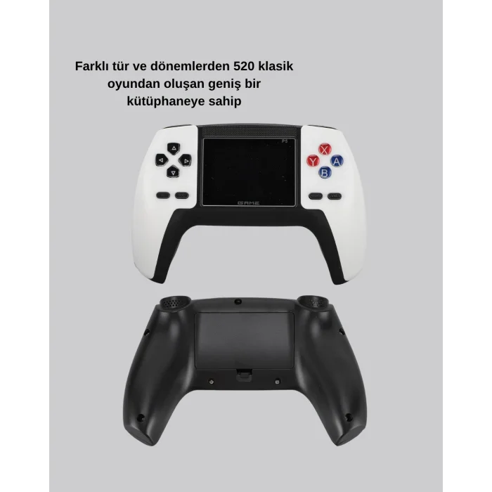 520 Klasik Oyunlu P5™ ControllerView Retro Konsol – Şarjlı,  Ergonomik Tasarım