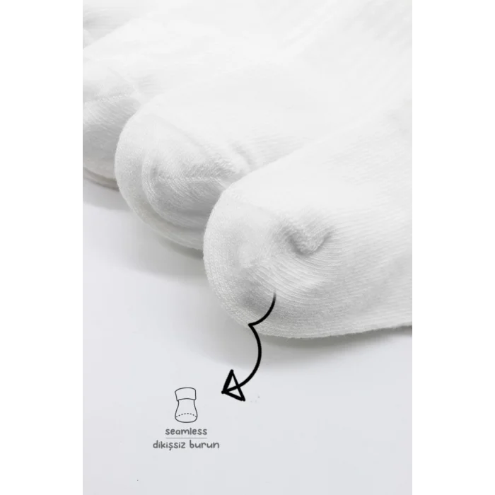 6Lı Basic Penye Soket Çorap 10101 Beyaz