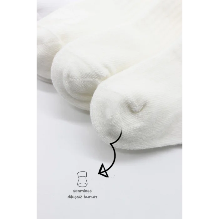 6Lı Basic Penye Soket Çorap 10101 Ekru
