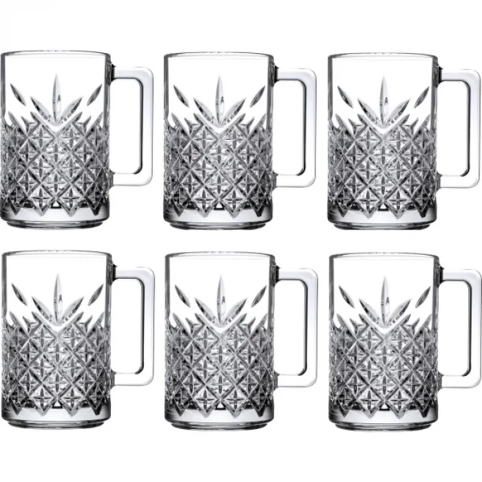 6lı Kulplu Kristal Meşrubat Bardağı