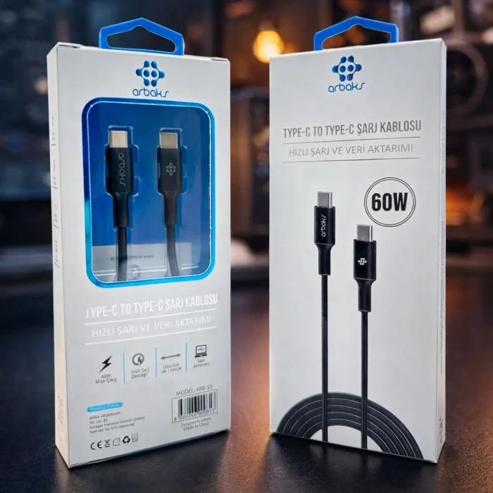 60W PD TYPE-C TYPE-C Şarj Kablosu Arbaks ARB-53