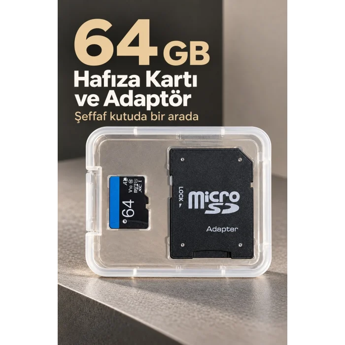 64 GB Micro SD Hafıza Kartı ve Adaptör