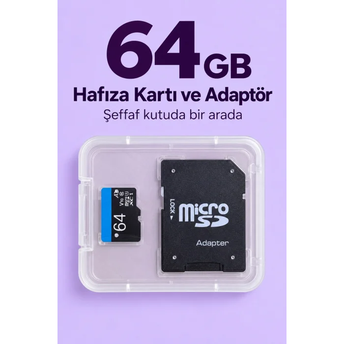 64 GB Micro SD Hafıza Kartı ve Adaptör