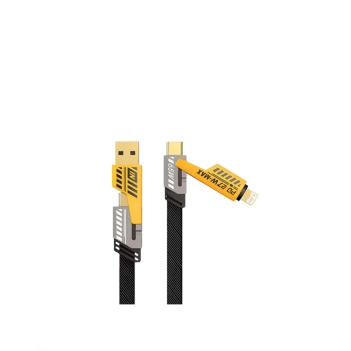 65W 4ü 1 Arada Çoklu Şarj Kablosu – USB-C USB-A Lightning Veri ve Şarj Desteği