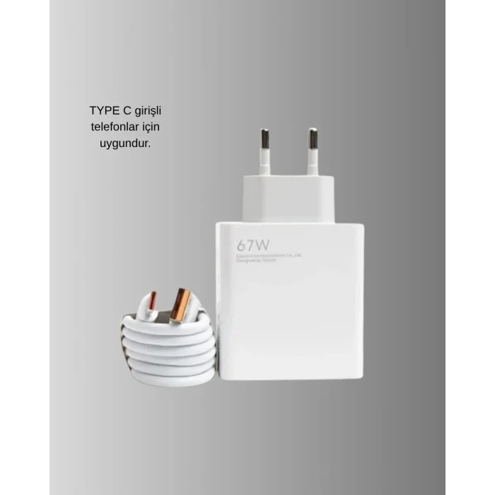 67W Type-C Turbo Şarj Cihazı – Aşırı Akım ve Isı Koruması, Seyahat Uyumlu