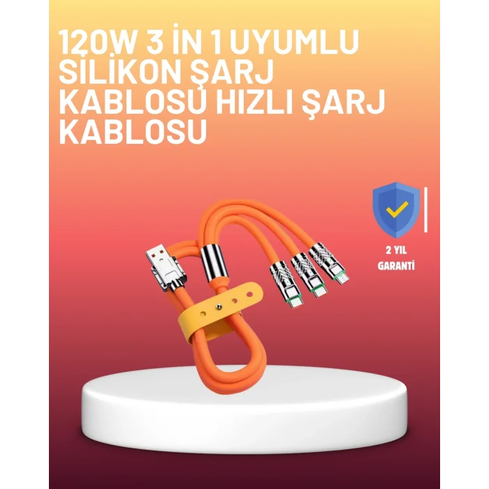 Çinko Alaşımlı Uçlu 120 W Şarj Kablosu – Dolaşmaya Dayanıklı 1,2 m USB Kablo
