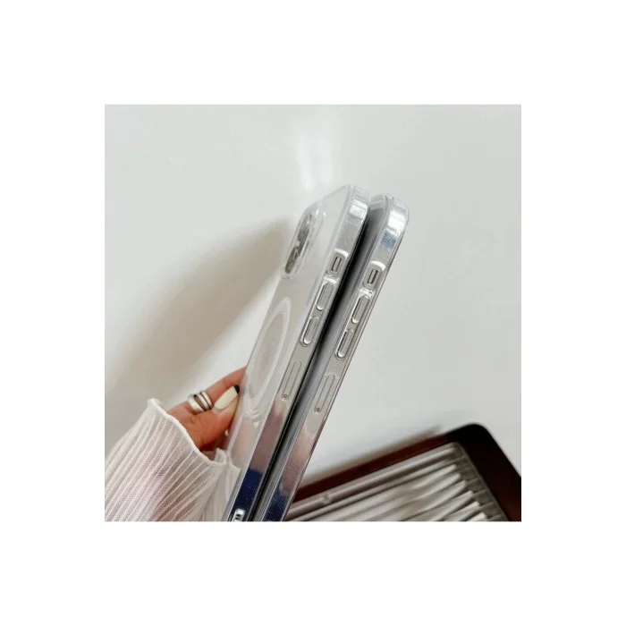 ALLY iPhone 15 Pro Magsafe Uyumlu Manyetik Şeffaf Silikon Kılıf-(5775) - EMTHBA9976-5773